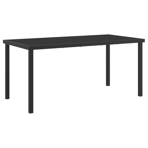 Homgoday 5-tlg Garten Essset Braun Poly Rattan mit Kissen, Gartentisch Schwarz 160x80x73 cm Tempered Glass, Outdoor Möbel mit Sessel Model3380631