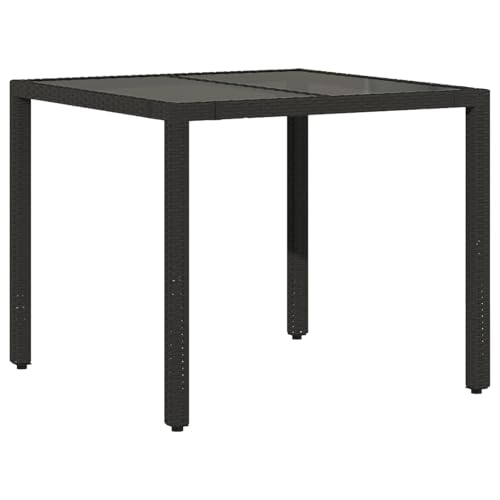 Vopese 3-tlg Garten Essset Schwarz Poly-Rattan mit Kissen, 2 stapelbare Gartenstühle, Terrassenmöbel Außen Model3365384