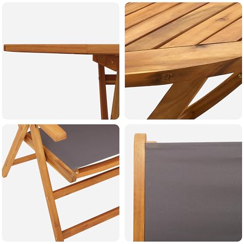 vidaXL 7-teiliges Garten-Essset Anthrazit aus massivem Akazienholz