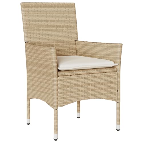 vidaXL 7-teiliges Garten Essset mit Kissen Beige Poly Rattan