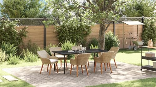 vidaXL 7-teiliges Garten Essset Beige Poly Rattan