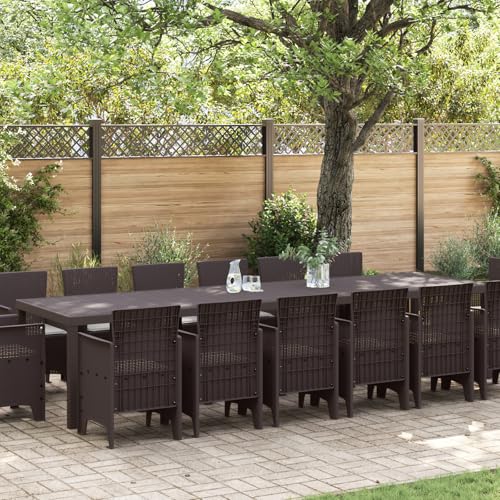 vidaXL 15-teiliges Garten Essset mit Kissen Braun Poly-Rattan