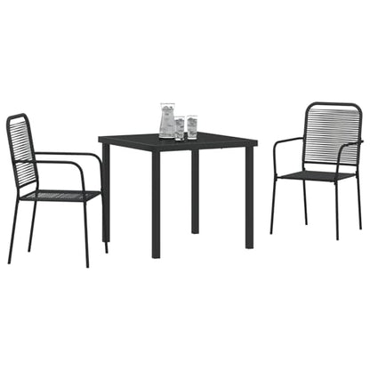 Rantry 3-teiliges Garten Essset Schwarz Baumwollseil und Stahl Gartenlounge Model3379156