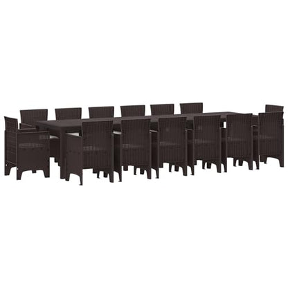 vidaXL 15-teiliges Garten Essset mit Kissen Braun Poly-Rattan