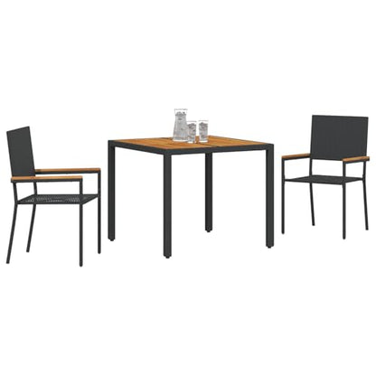 Rantry 3-tlg Garten Essset Schwarz Poly-Rattan mit Kissen, 2 stapelbare Gartenstühle, Gartenlounge Model3365402