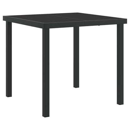 Homgoday 5-tlg Garten Essset, Schwarz Poly Rattan mit Polstern, Tisch 80x80x73cm ESG Glas, Outdoor Möbel mit Sesseln, Modell 3380589