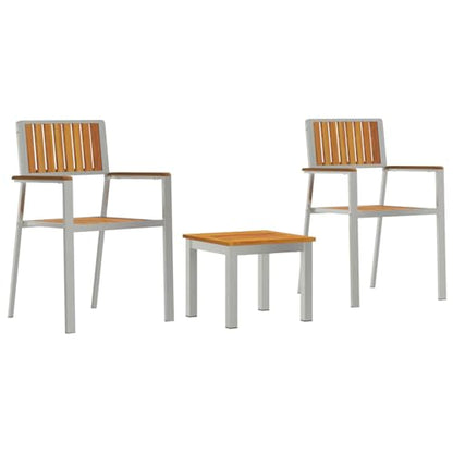 Rantry 3-tlg Garten Essset aus Massivholz Akazie, 2 stapelbare Gartenstühle aus Akazie & Metall, Gartenlounge Model3334841