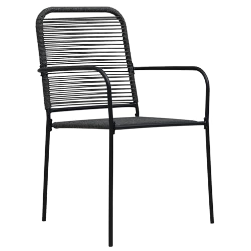 Rantry 3-teiliges Garten Essset Schwarz Baumwollseil und Stahl Gartenlounge Model3379156