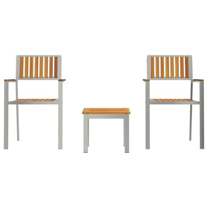 Rantry 3-tlg Garten Essset aus Massivholz Akazie, 2 stapelbare Gartenstühle aus Akazie & Metall, Gartenlounge Model3334841