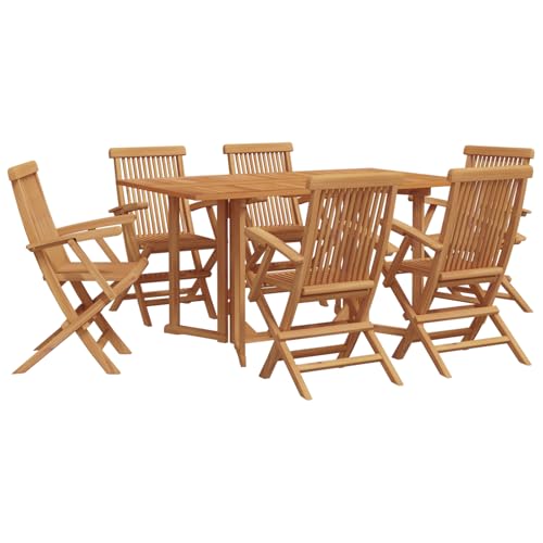 Kangmusi 7-teiliges Garten Essset aus massivem Holz Teak,3155339