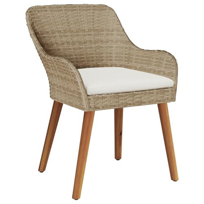 vidaXL 7-teiliges Garten Essset Beige Poly Rattan