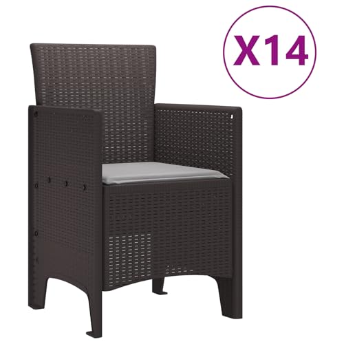 vidaXL 15-teiliges Garten Essset mit Kissen Braun Poly-Rattan