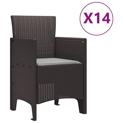 vidaXL 15-teiliges Garten Essset mit Kissen Braun Poly-Rattan