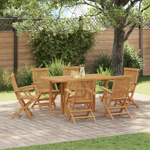 Kangmusi 7-teiliges Garten Essset aus massivem Holz Teak,3155339