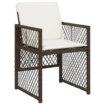 Homgoday 5-tlg Garten Essset Braun Poly Rattan mit Kissen, Gartentisch Schwarz 160x80x73 cm Tempered Glass, Outdoor Möbel mit Sessel Model3380631