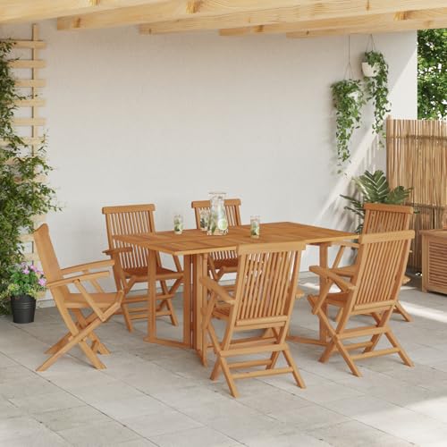 Kangmusi 7-teiliges Garten Essset aus massivem Holz Teak,3155339
